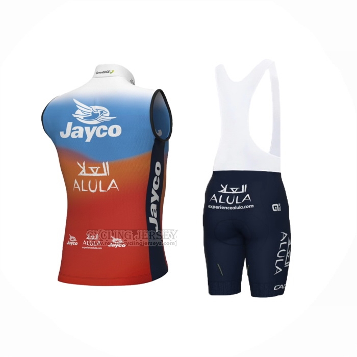 2024 Wind Vest Jayco AlUla Red Blue And Bib Short